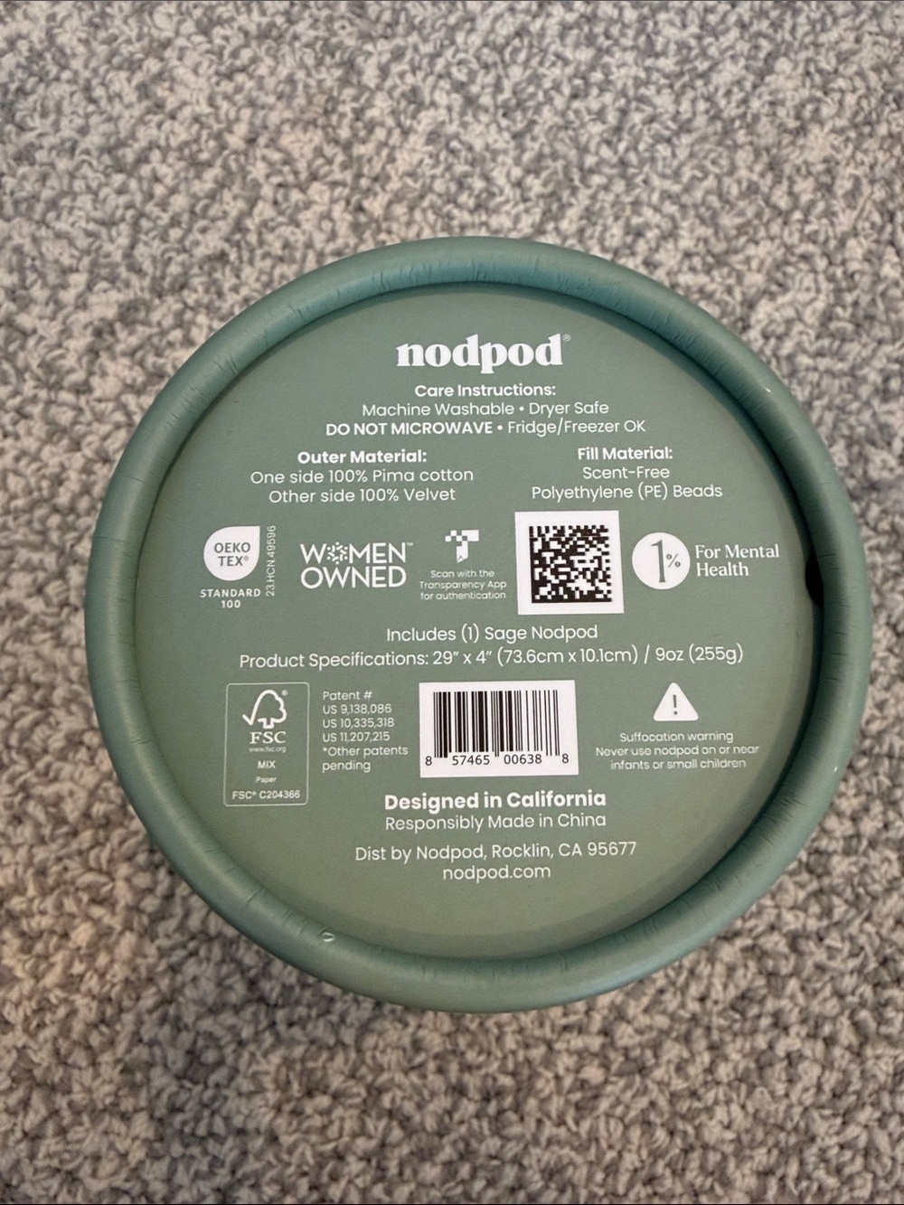 nodpod Sage Green Weighted Eye Blanket - Picture 2 of 3